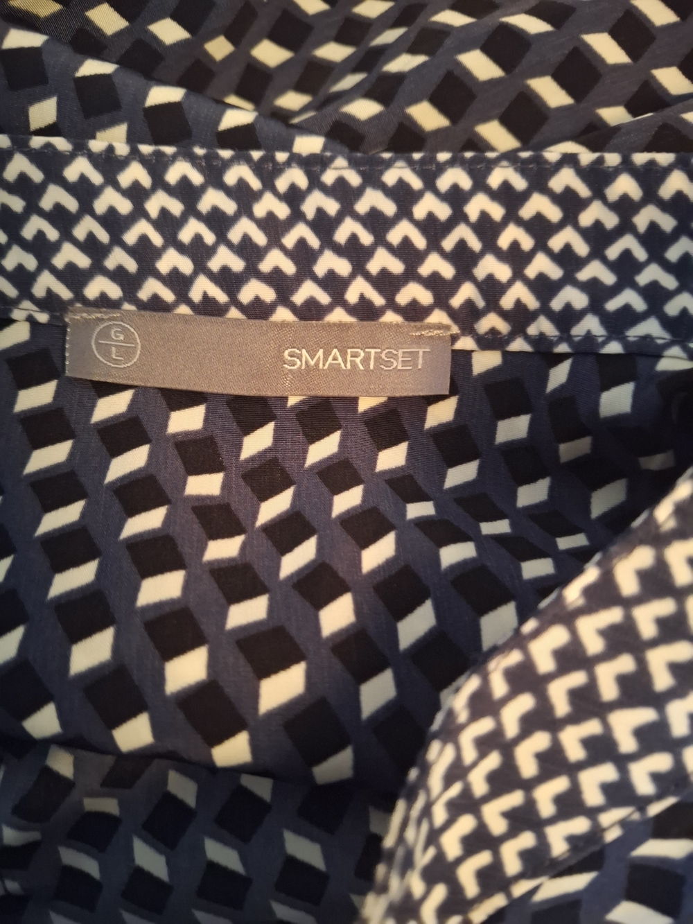 Sweet Smart Set Geometric Print  Elasticized Waist Dress. Ladies L. NWOT. - Picture 15 of 16